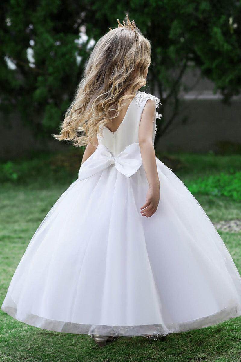Ball-Gown Scoop Neck Sleeveless Floor-Length Lace/Tulle Flower Girl Dresses 669112568621 - COCOMELODY