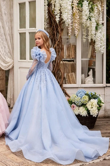 Princess A-Line Puff Shoulder Tulle Flower Girl Dresses 1058088245174 - 10 Days / As Picture / 2 - COCOMELODY