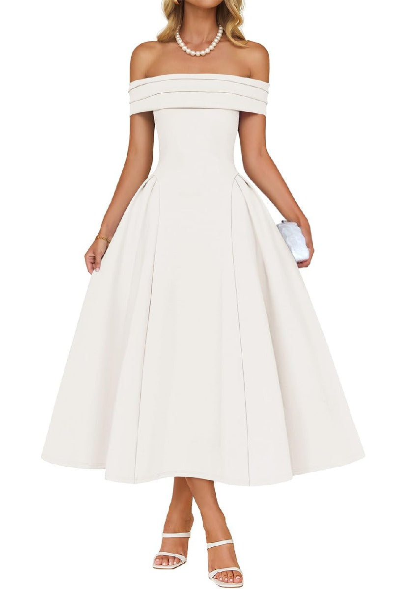 A-Line Tea Length Satin Formal Wedding Guest Dresses B0DS8NJRR3