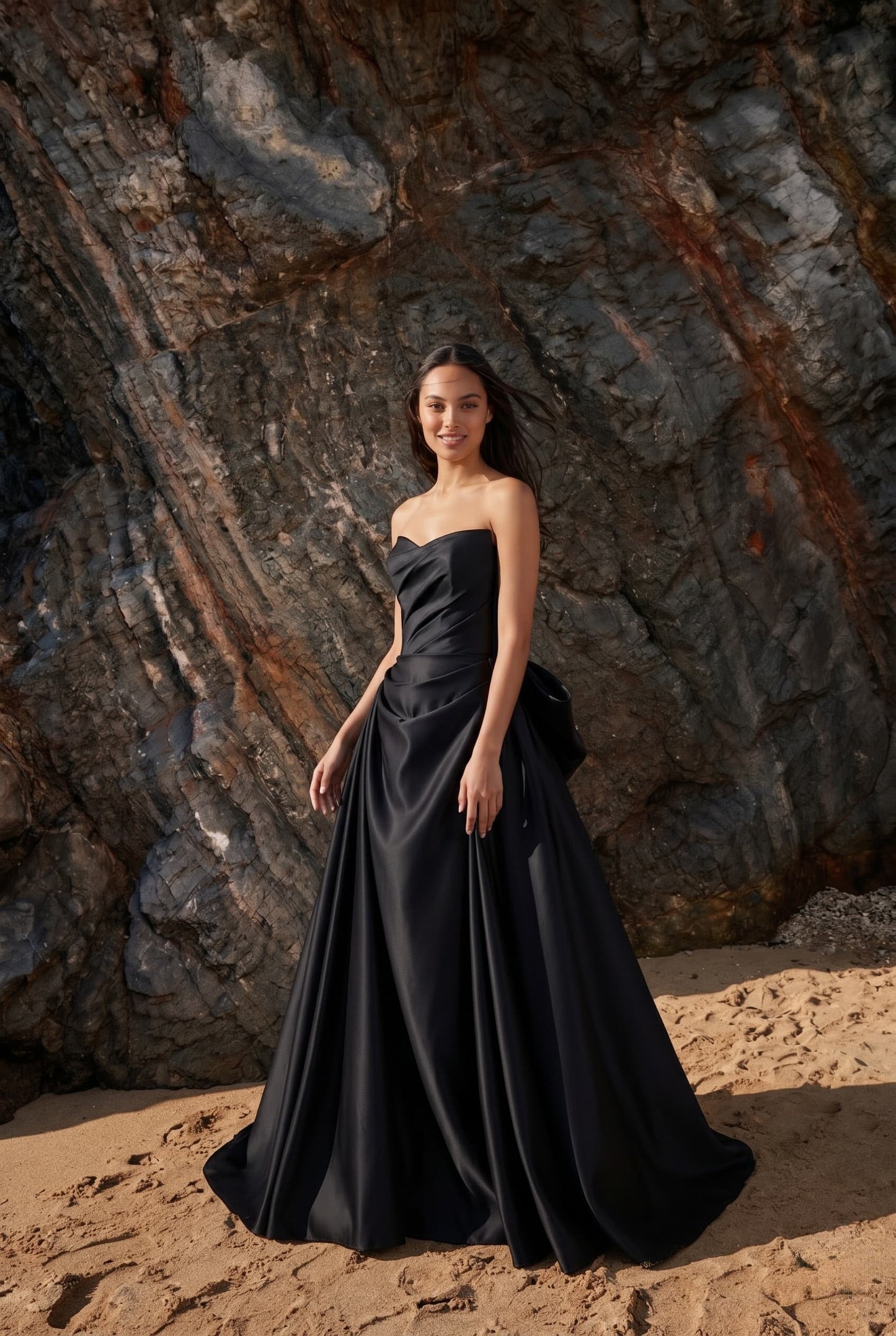 A-Line Sweep-Brush Train Satin Wedding Dress 814546469493