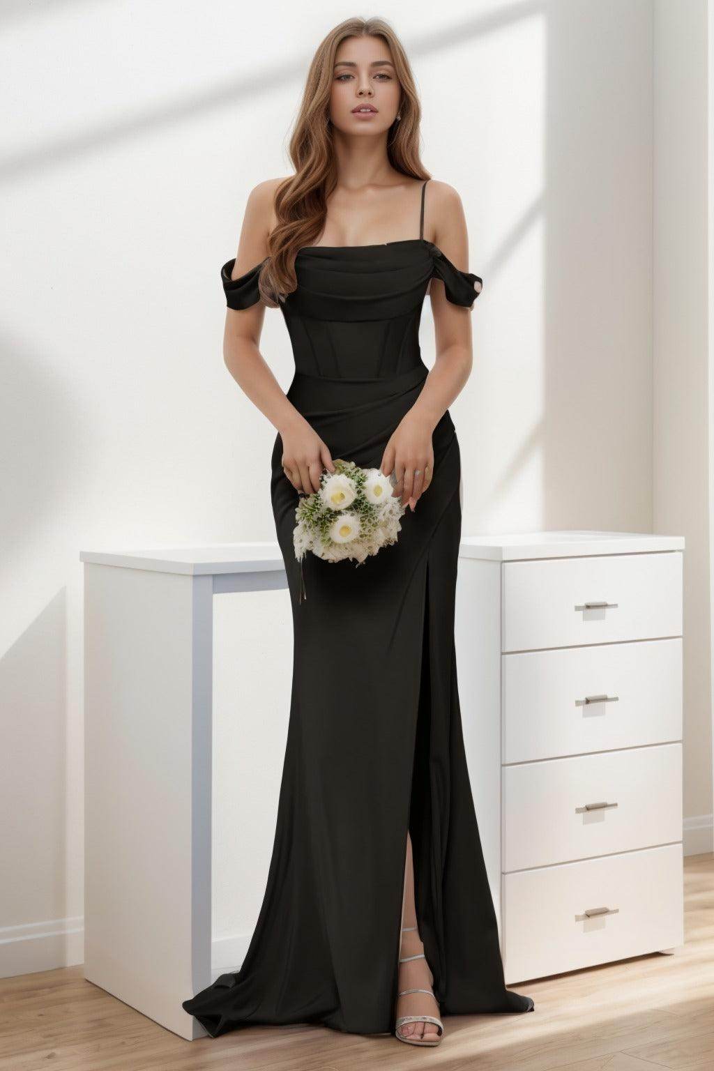Trumpet-Mermaid Sweep-Brush Train Silk-Like Prom Dress CS0399 - COCOMELODY