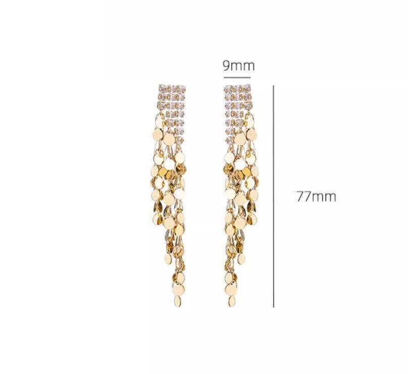 Long gold fringe earrings 738515284210 - COCOMELODY