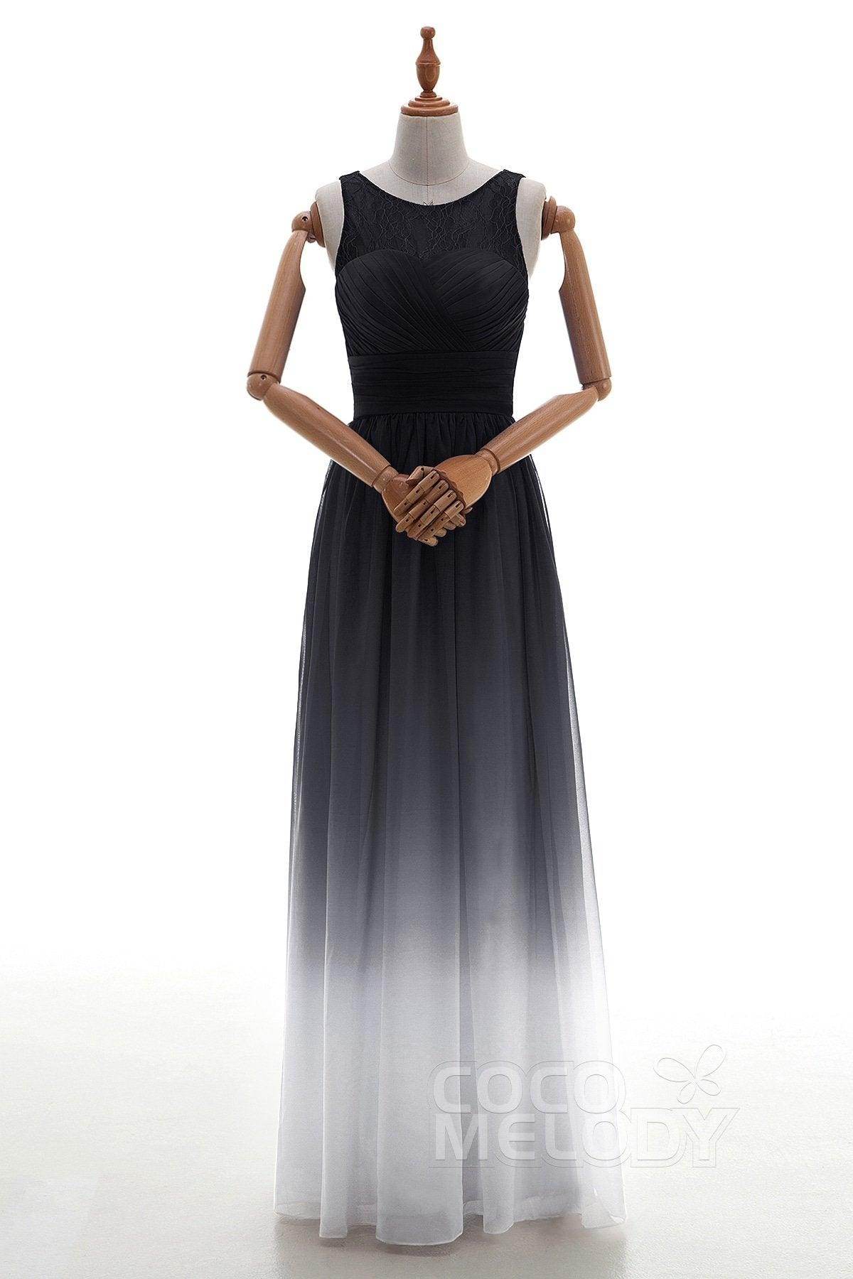 Sheath Floor Length Chiffon Lace Bridesmaid Dress Formal Dresses BD160002 - COCOMELODY