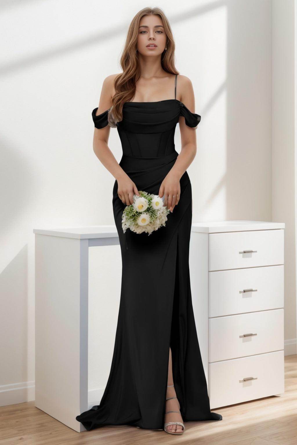 Trumpet-Mermaid Sweep-Brush Train Silk-Like Prom Dress CS0399 - COCOMELODY