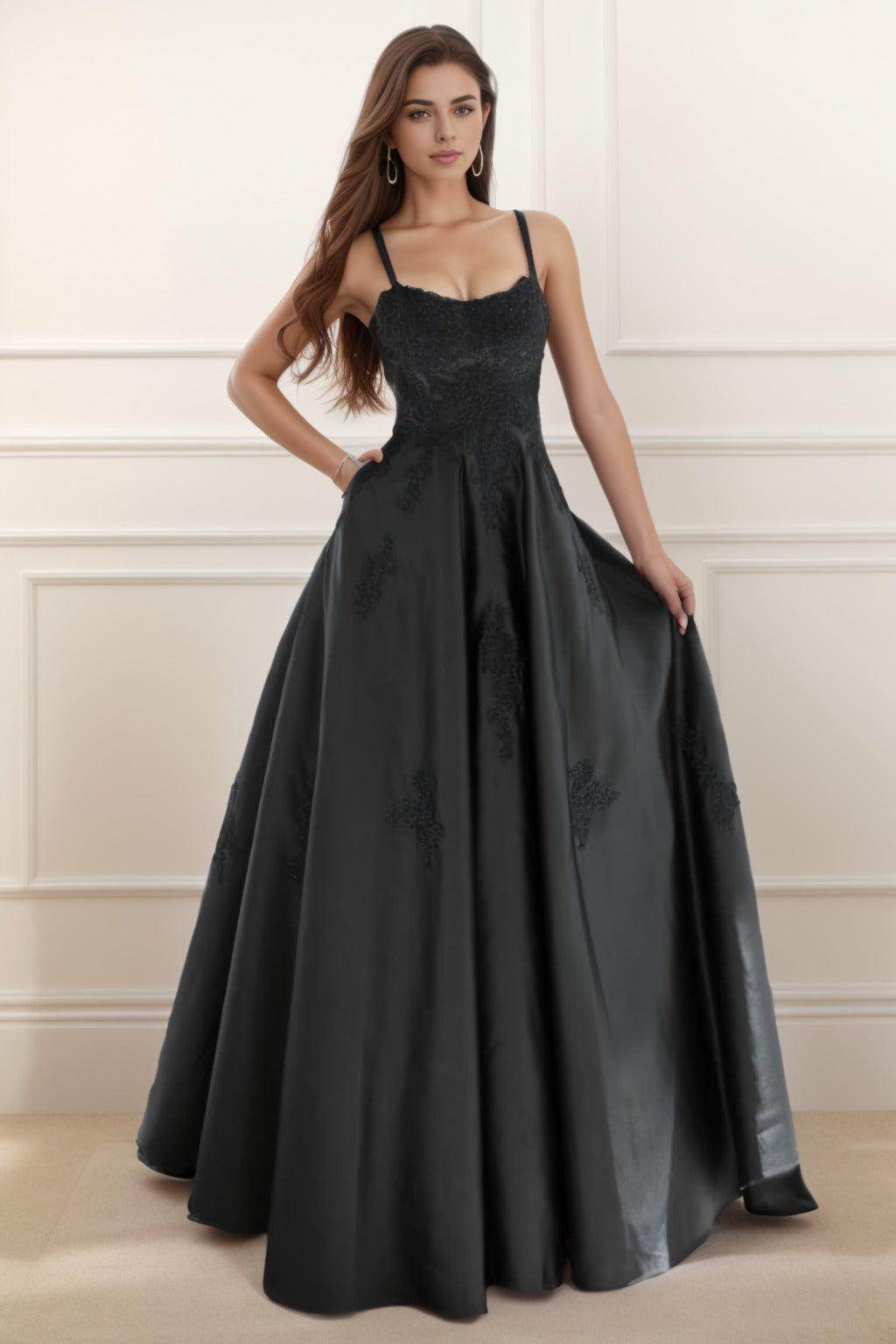A-Line Floor Length Satin Prom Dress CS0458 - COCOMELODY