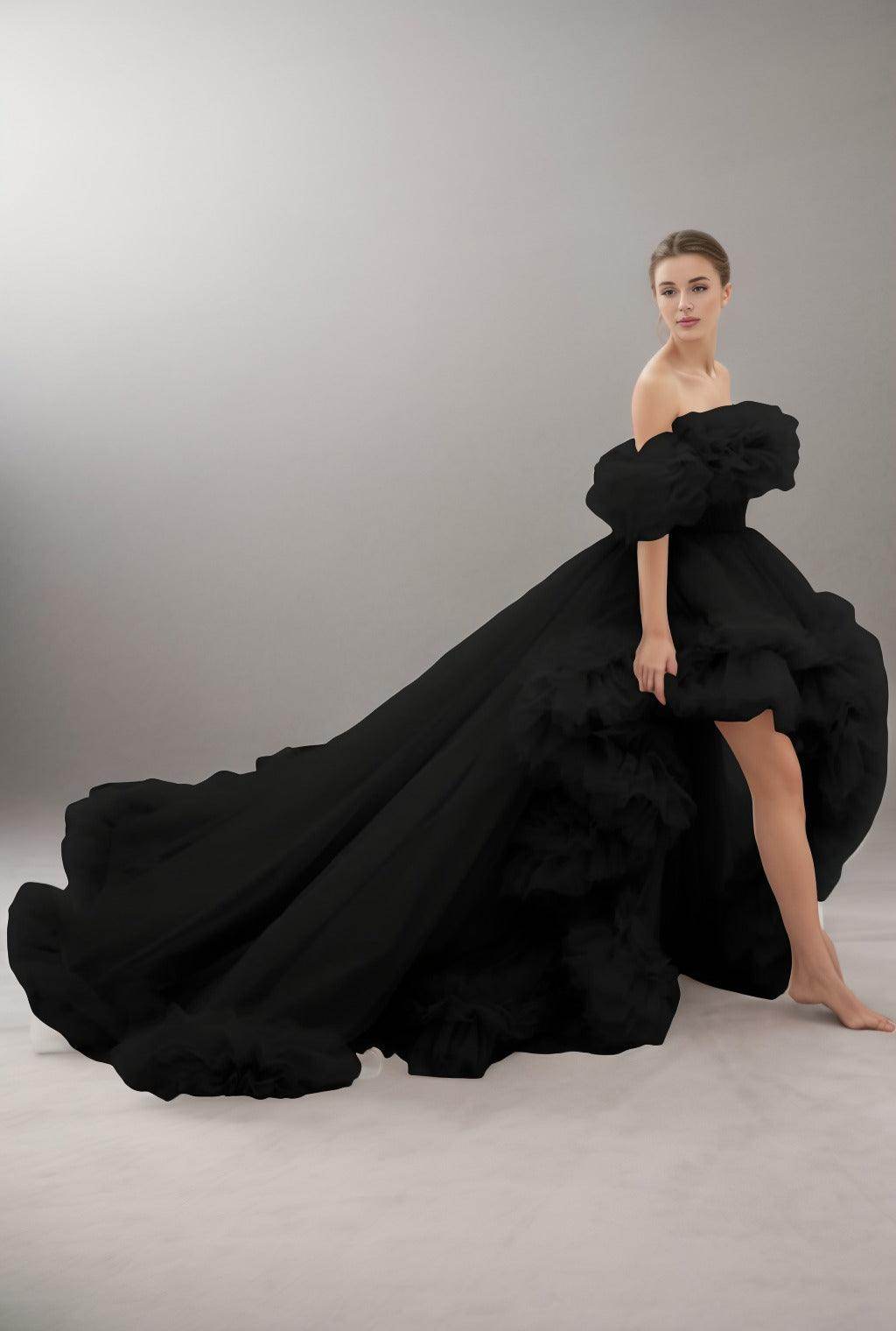 A-Line Court Train Tulle Prom Dress CS0406 - COCOMELODY