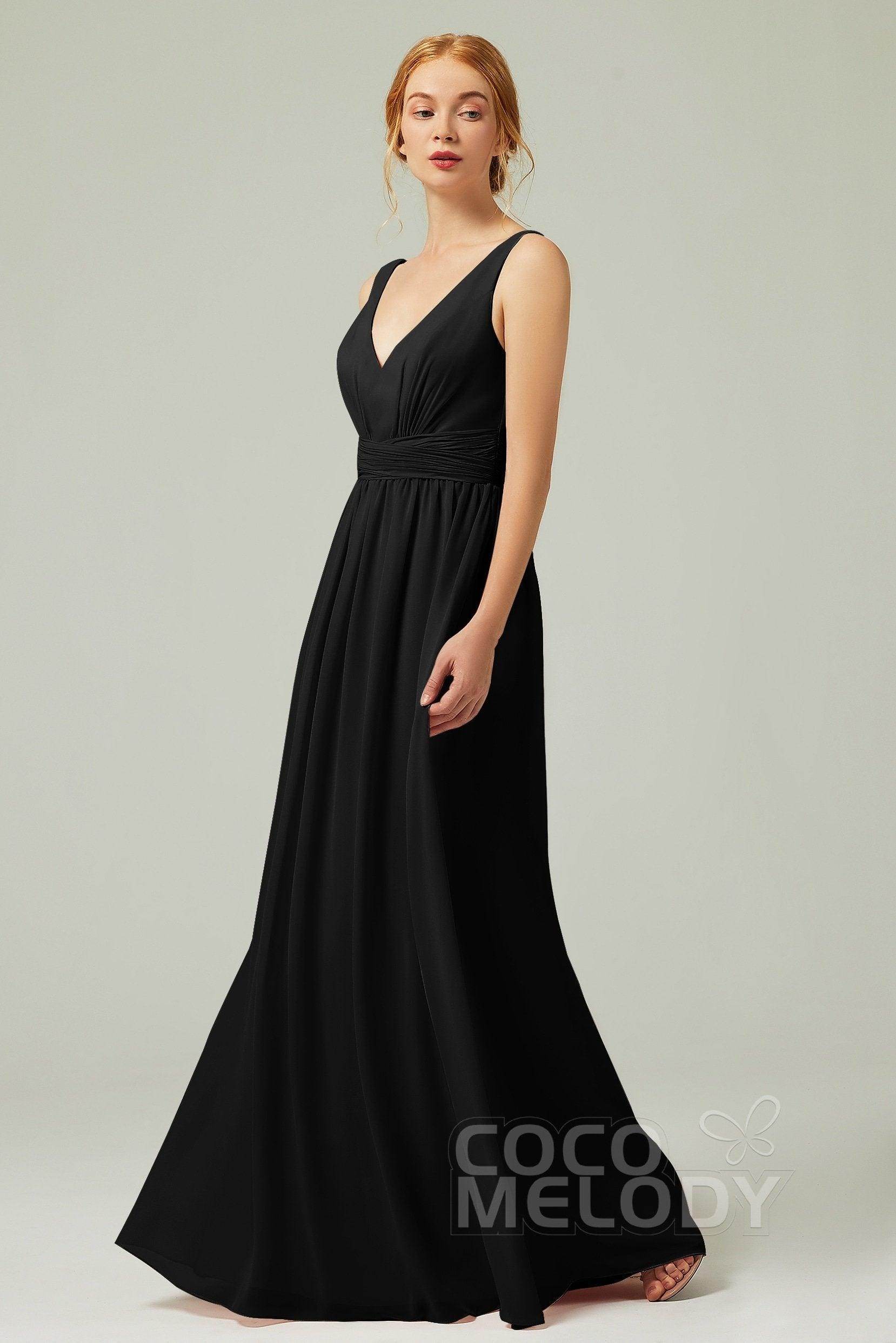 A-Line Floor Length Chiffon Bridesmaid Dress CB0318 - COCOMELODY