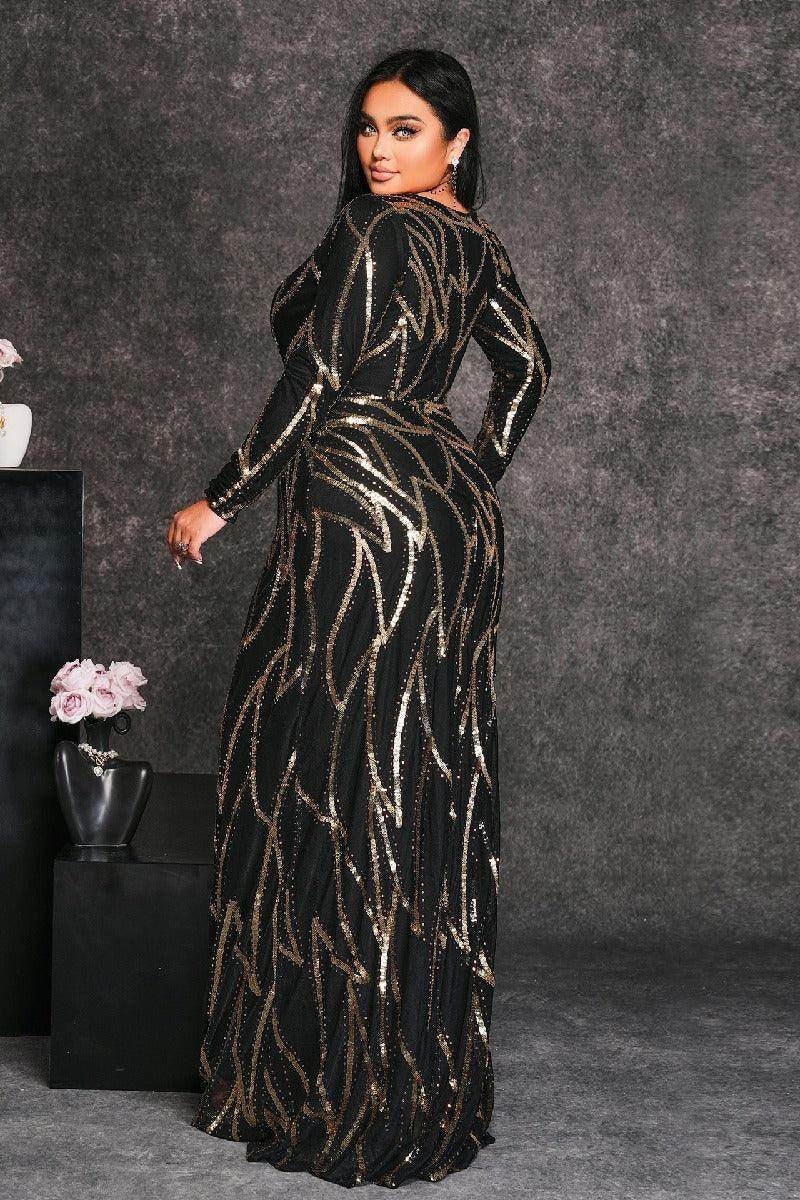 Sheath-column floor length sequined dress 830733471572 - COCOMELODY