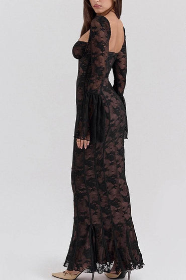 Sheath Column Maxi Lace Formal Evening Dresses 837990022170 - COCOMELODY