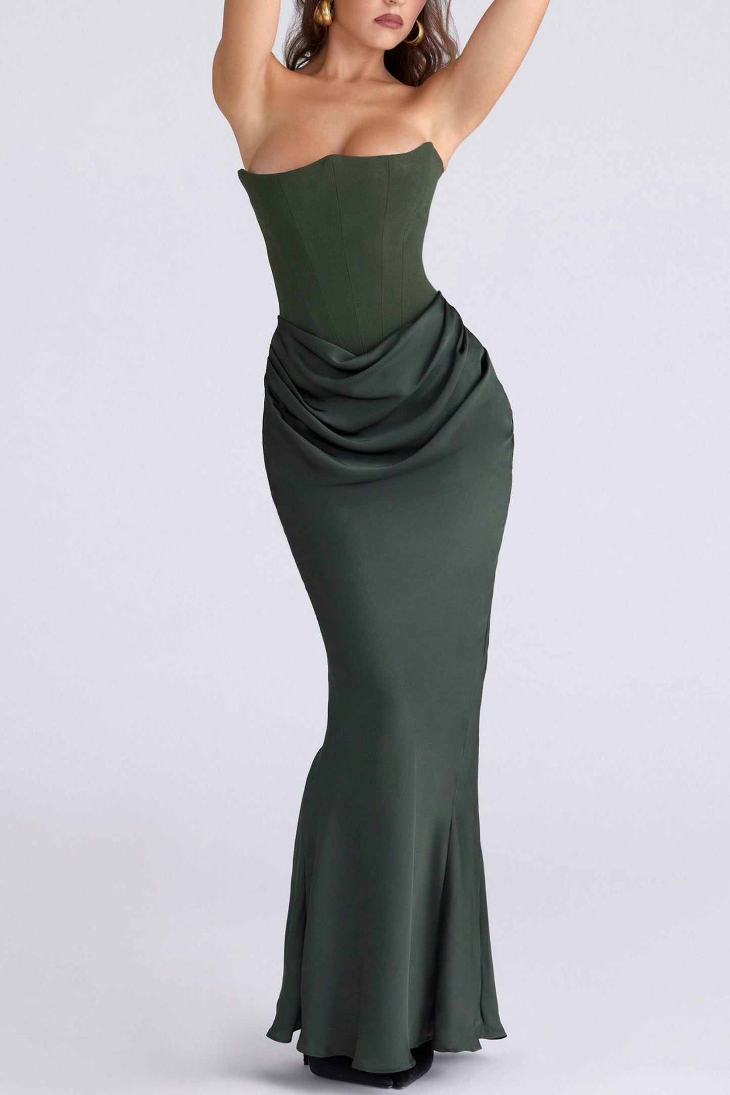 Sheath-Column Maxi Satin Dress 890654168879 - 7 Days / Dark Green / XS - COCOMELODY