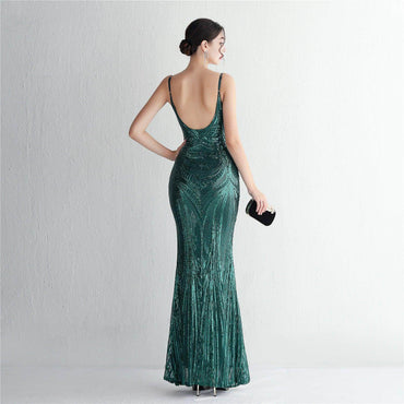 Trumpet-Mermaid Floor Length Sequins Dress 687482392338 - COCOMELODY