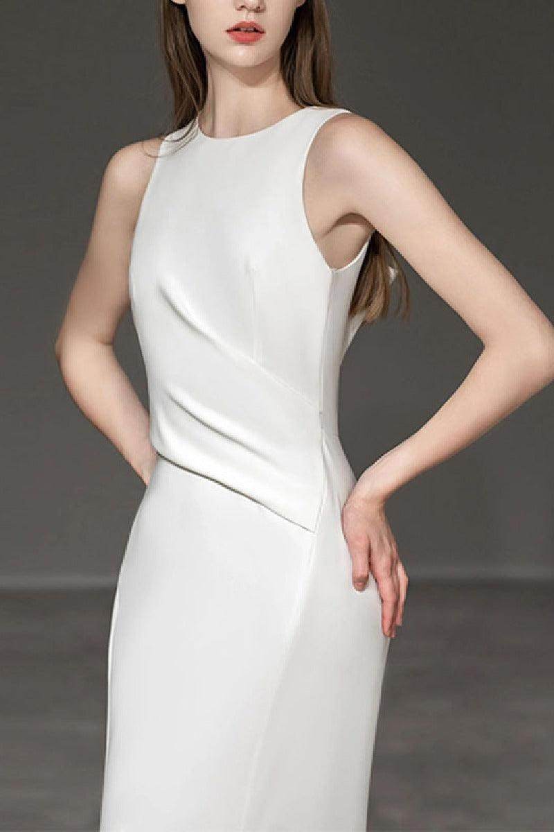 Trumpet-Mermaid Sweep-Brush Train Satin Wedding Dress 709458498838 - COCOMELODY