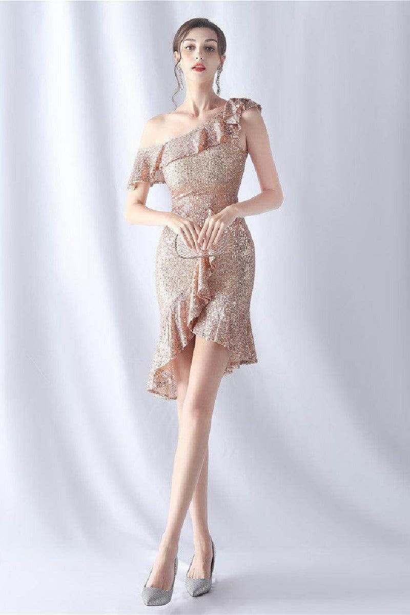 Sheath-Column Knee Length Sequined Cocktail Dress 803821408027