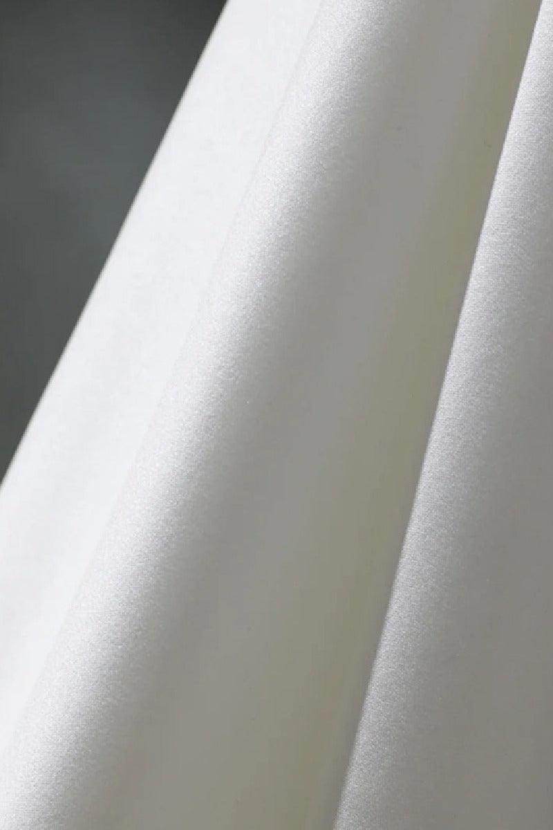 A-Line Sweep-Brush Train Satin Wedding Dress 657200409206 - COCOMELODY