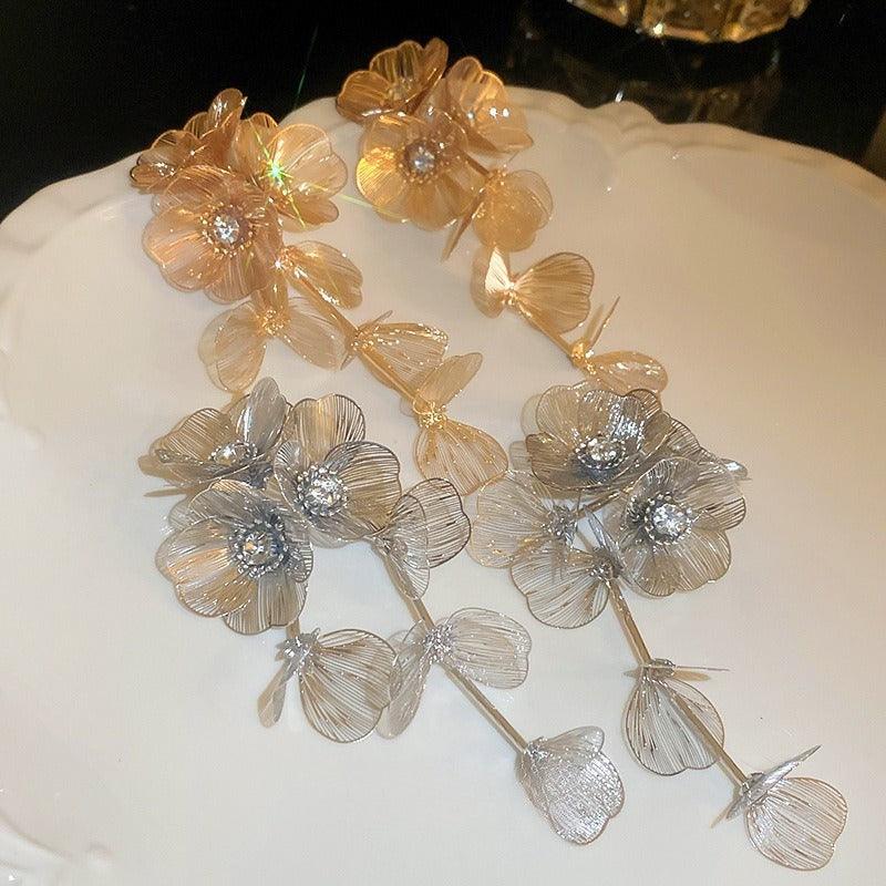 Floral tassel earrings Heavy metal long earrings Fashion earrings 726743719985 - COCOMELODY