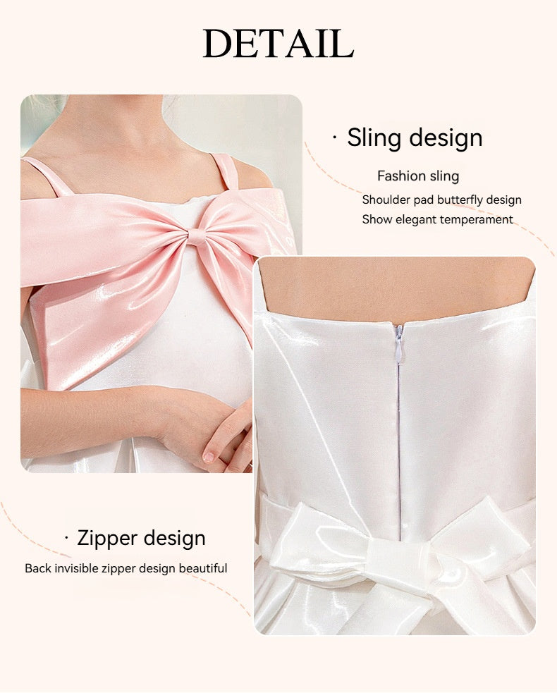 Ball-Gown/Princess Off the Shoulder Short Sleeves Organza Midi Flower Girl 805458209694 - COCOMELODY