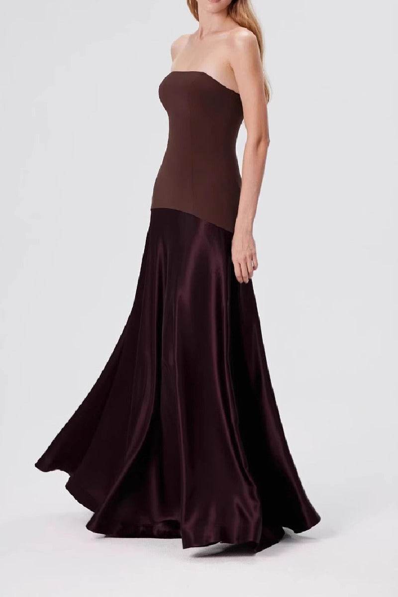 A-Line Maxi Satin Formal Wedding Guest Dresses 893459831892 - COCOMELODY