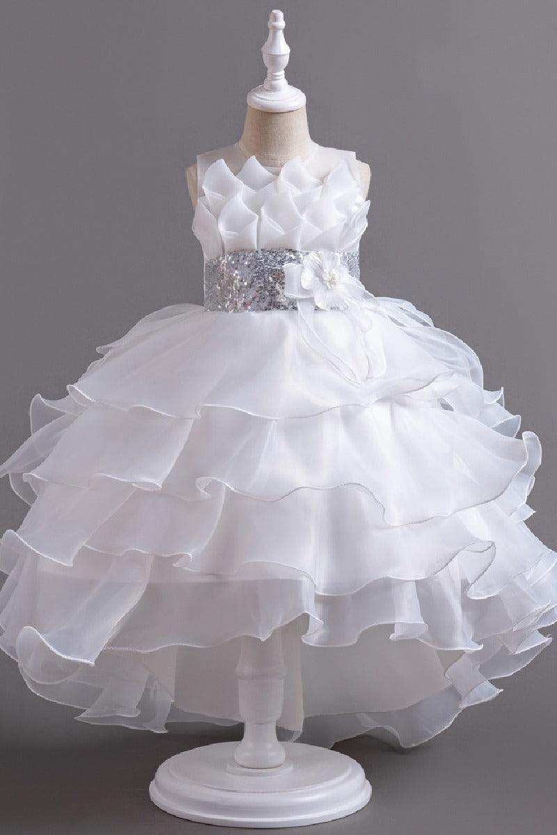 Ball Gown Scoop Neck Sleeveless High-Low Organza Flower Girl Dresses 1029094351500 - 7 Days / White / 110cm - COCOMELODY