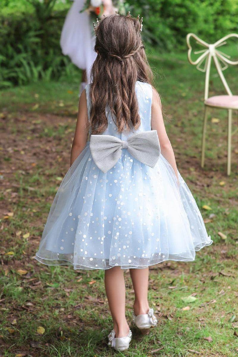 Ball-Gown Scoop Neck Sleeveless Dot Print/Tulle Flower Girl Dresses With Bow(s) 675366554705 - COCOMELODY