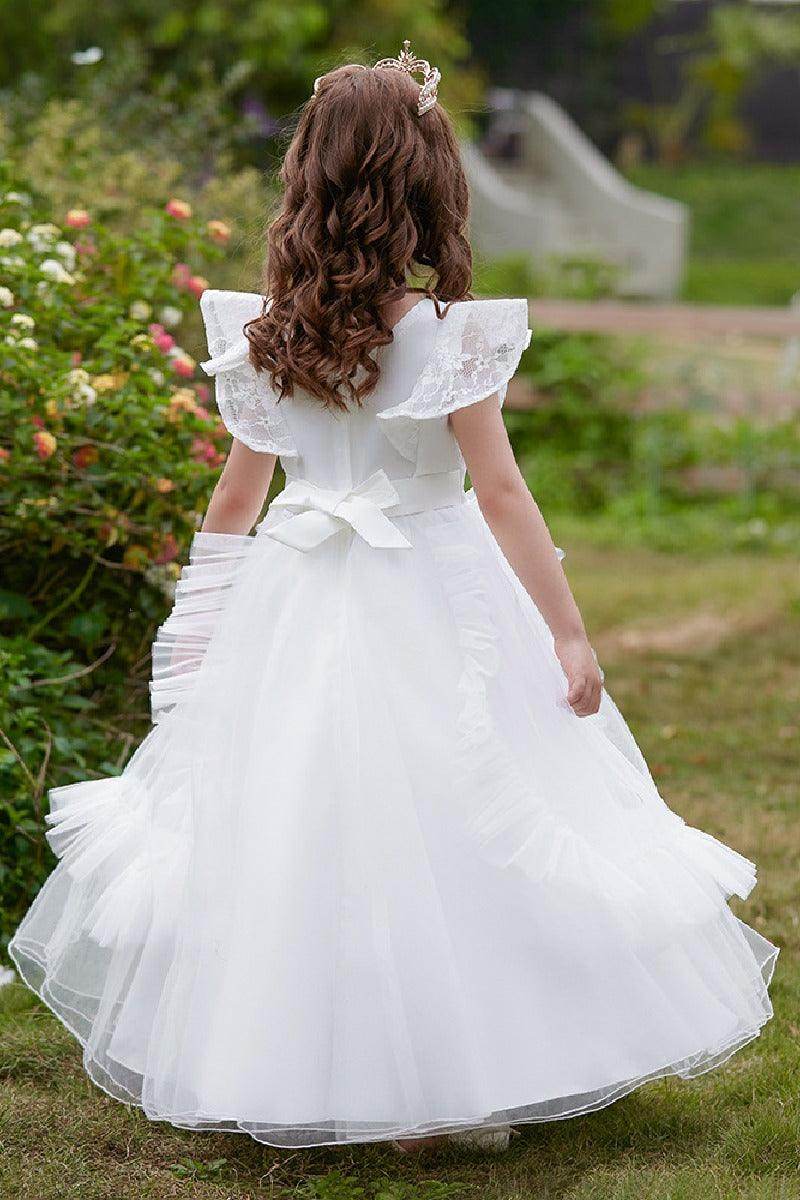 A-Line Scoop Neck Sleeveless Tea-Length Lace/Tulle Flower Girl Dresses 748862644678 - COCOMELODY