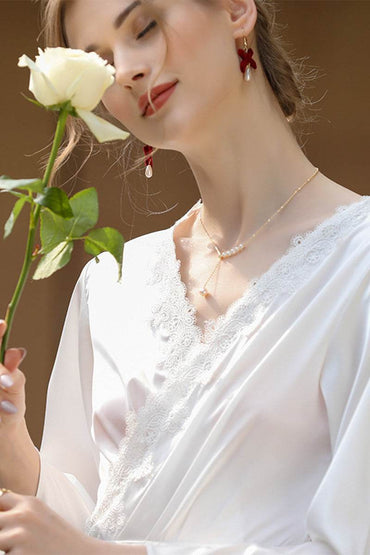 Sexy Lace Panelled Length Robes For Bride 767773154362 - COCOMELODY