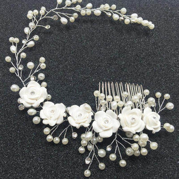 Bridal headwear Handmade flower comb Princess hair comb Wedding headwear hair accessories 573142301694 - COCOMELODY