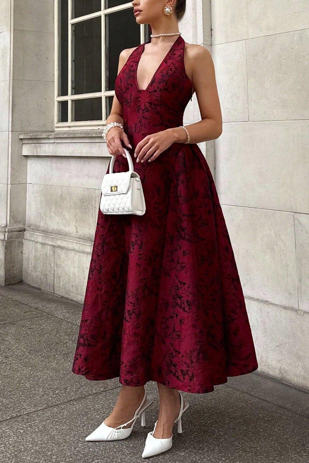 A-Line Midi Jacquard Casual Dresses 926130593341 - 7 Days / Red / S - COCOMELODY