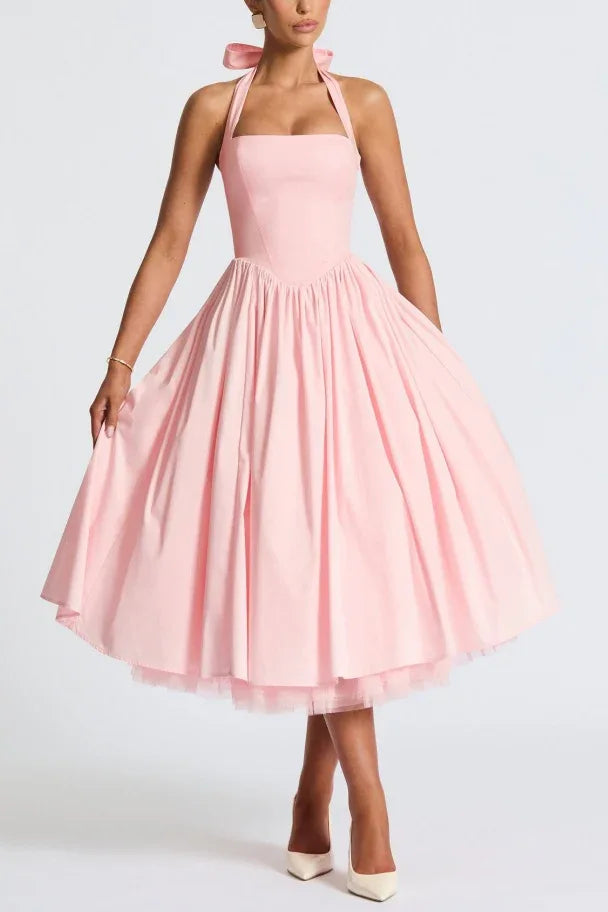 A-line Midi Satin Formal Evening Dresses 848413339701 - COCOMELODY