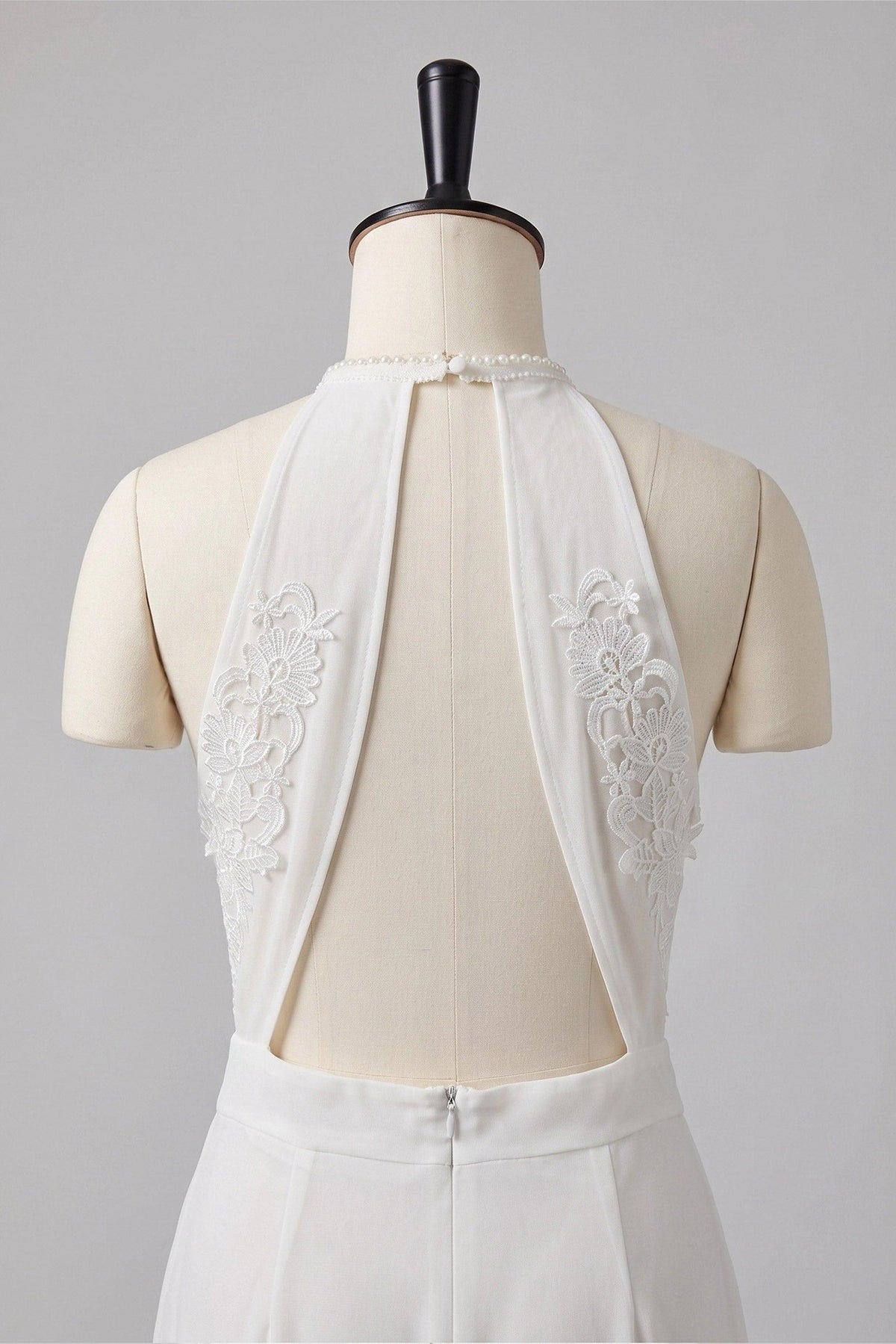 Halter Floor Length Chiffon Wedding Jumpsuit 938528175857 - 10 Days / Ivory / S - COCOMELODY