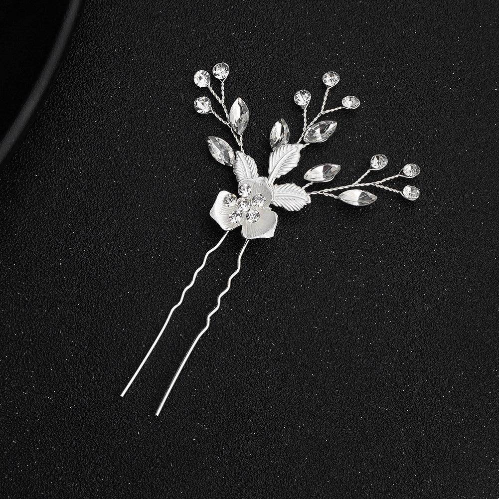 Bridal Headwear Flower Leaf Hair Comb Pin Exquisite hair ornaments Alloy flower Hairpin comb set 566273410210 - COCOMELODY