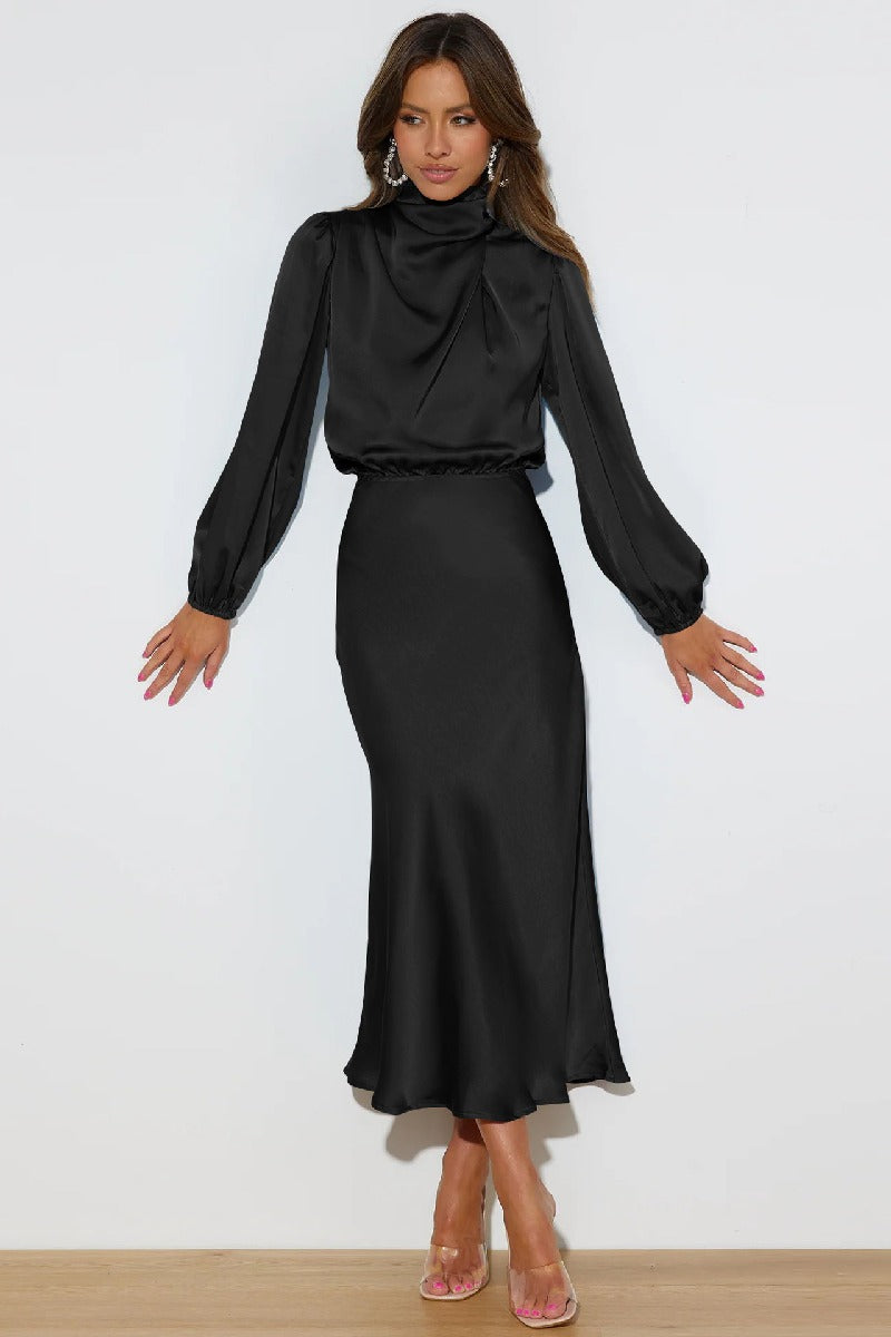 A-Line Midi Elastic Silk like Satin Formal Evening Dresses 719013207299