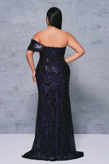 Trumpet-Mermaid Sweep-Brush Train Sequins Dress 799472835737 - COCOMELODY