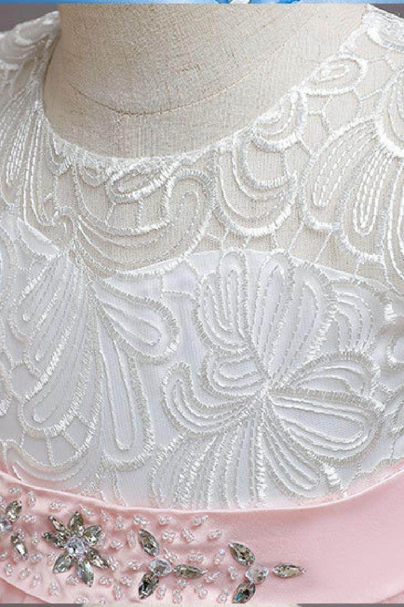 A-line floor length tulle lace flower girl dress 621667738228 - COCOMELODY