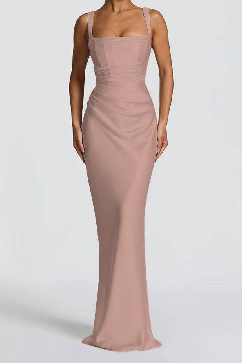 Sheath-Column Maxi Satin Formal Evening Dresses 971343877638 - Dusty Rose - COCOMELODY