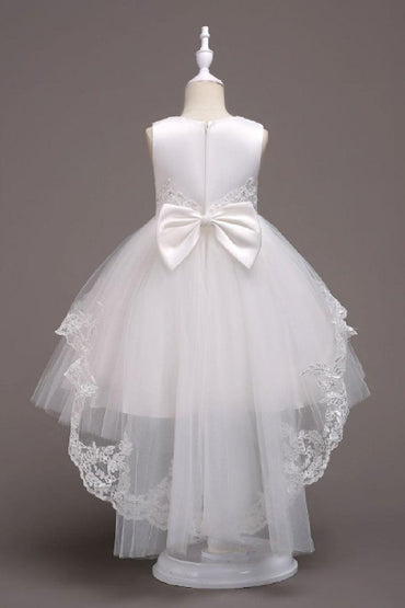 Princess Round Neck Sleeveless Double Layer Lace Overlay Tulle Flower Girl Dresses 1031501196583 - 7 Days / Red / 110cm - COCOMELODY