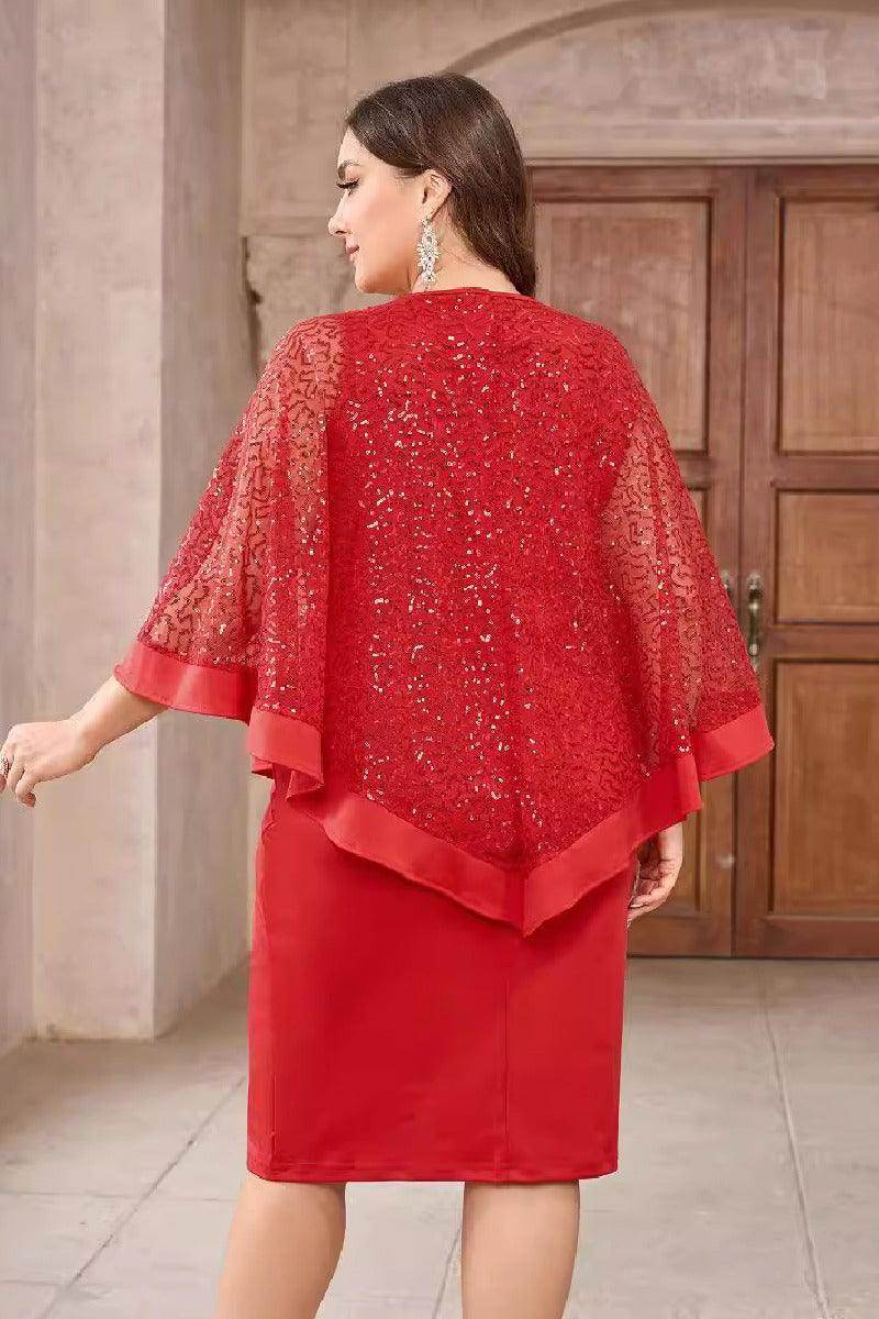 Sheath-Column Knee Length Sequined dress 829130385892 - COCOMELODY