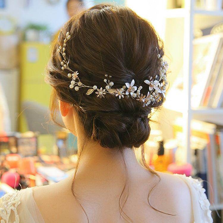 Gold handmade bridal headdress Hair accessories Beaded dress accessories 583345967079 - COCOMELODY