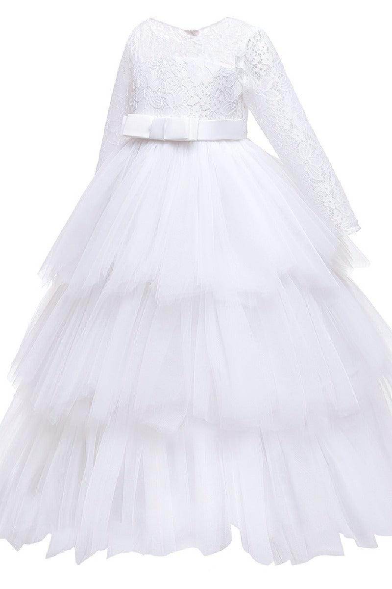 A-line floor length tulle lace flower girl dress 669800910735 - COCOMELODY