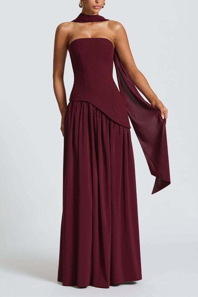 A-Line Maxi Knitted Fabric Dress 970800986791 - COCOMELODY