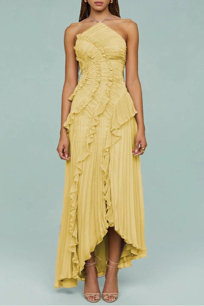 Sheath-Column Ankle Length Chiffon Wedding Guest Dress 921890517593 - 10 Days / Yellow / XS - COCOMELODY