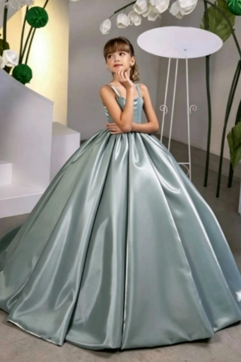Minimalist Spaghetti Strap Square Neck Satin Flower Girl Dresses 1035694869157 - 10 Days / As Picture / 2 - COCOMELODY