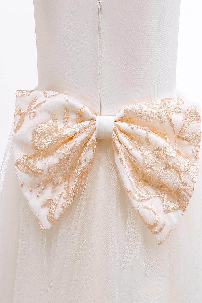 A-Line Illusion Neck Sleeveless Lace/Tulle Flower Girl Dresses 687333472255 - COCOMELODY