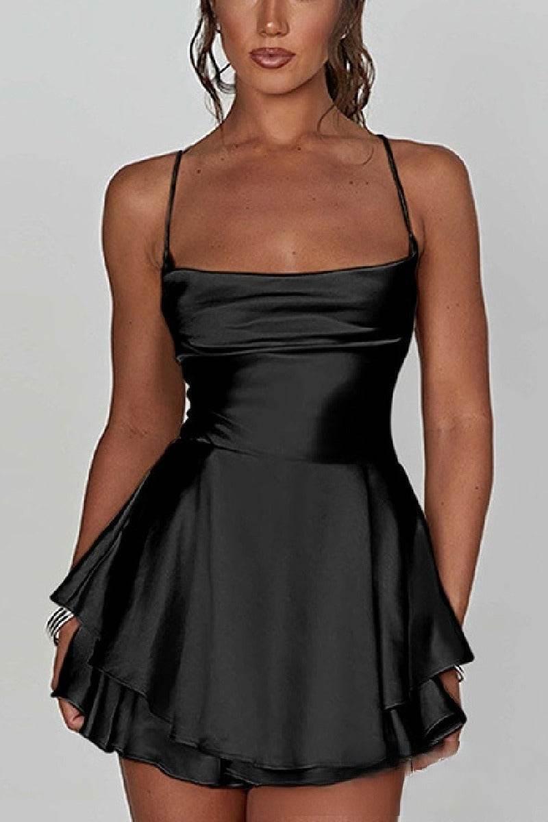 A-Line Short Mini Spandex Satin Cocktail Wedding Guest Dress Spaghetti Straps COCOMELODY 911969027491, 7 Days / Burgundy / S
