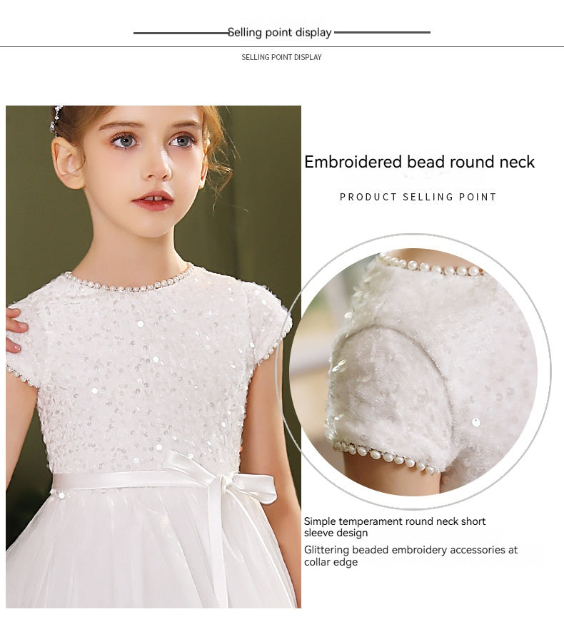 Ball-Gown Jewel Tulle/Sequined Maxi Flower Girl Dresses With Ruffle 820077667678 - COCOMELODY