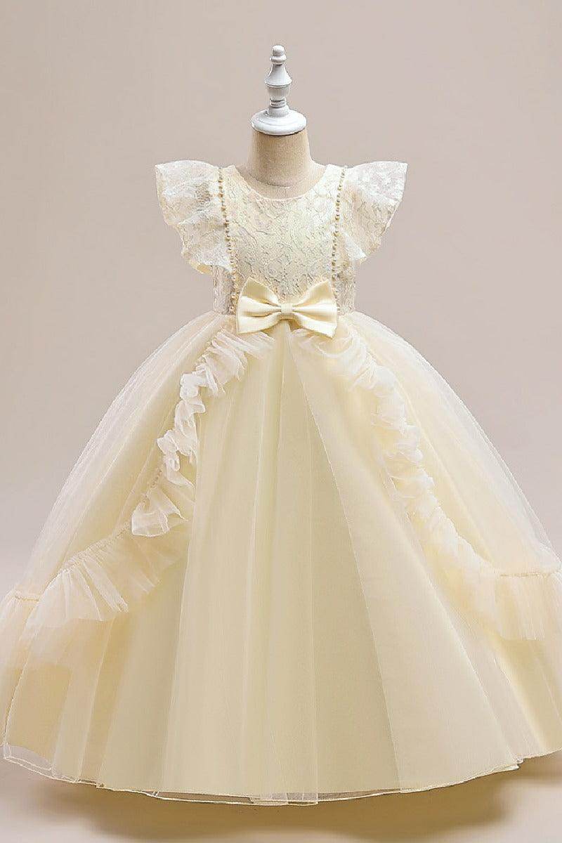 A-Line Scoop Neck Sleeveless Tea-Length Lace/Tulle Flower Girl Dresses 748862644678 - COCOMELODY