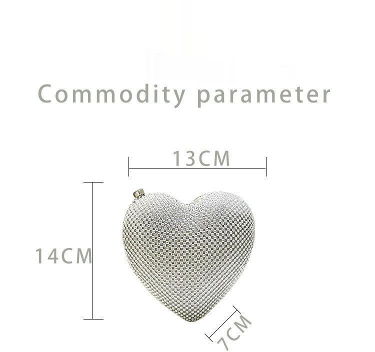 Diamond Heart Bag mini Shiny Diamond Evening bag 729106323676 - COCOMELODY