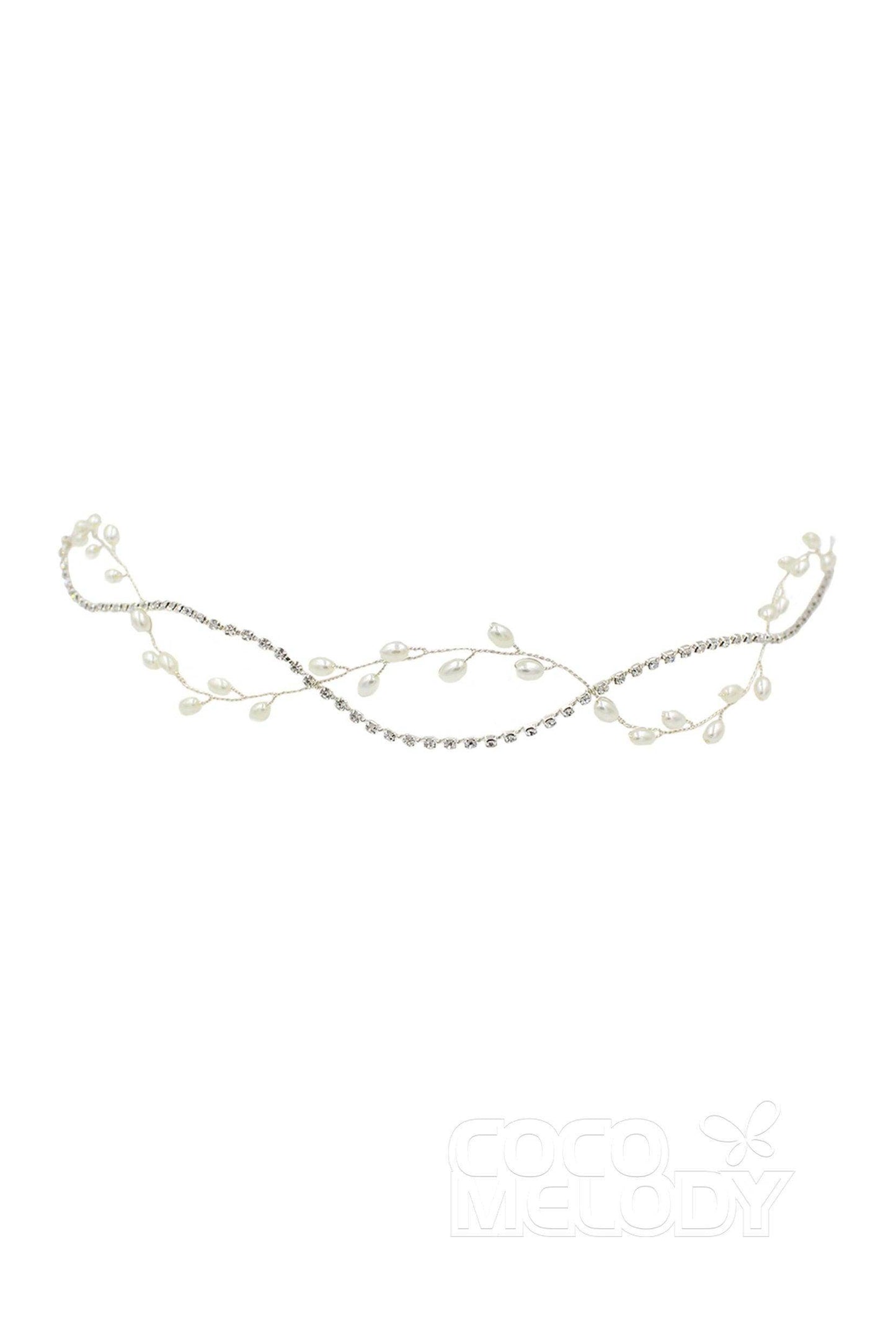 Alloy Headbands with Imitation Pearl and Rhinestone AH18001 - COCOMELODY