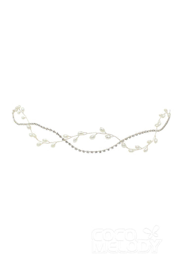 Alloy Headbands with Imitation Pearl and Rhinestone AH18001 - COCOMELODY