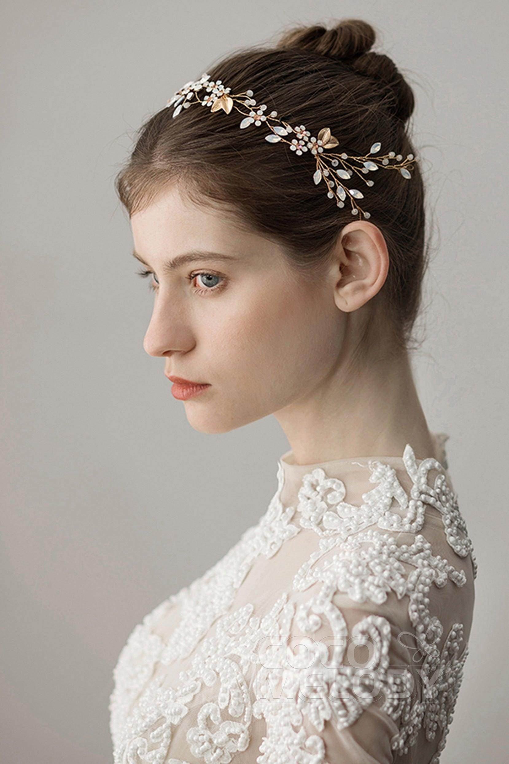 Elegant Alloy Headbands with Opal AH18012 - COCOMELODY