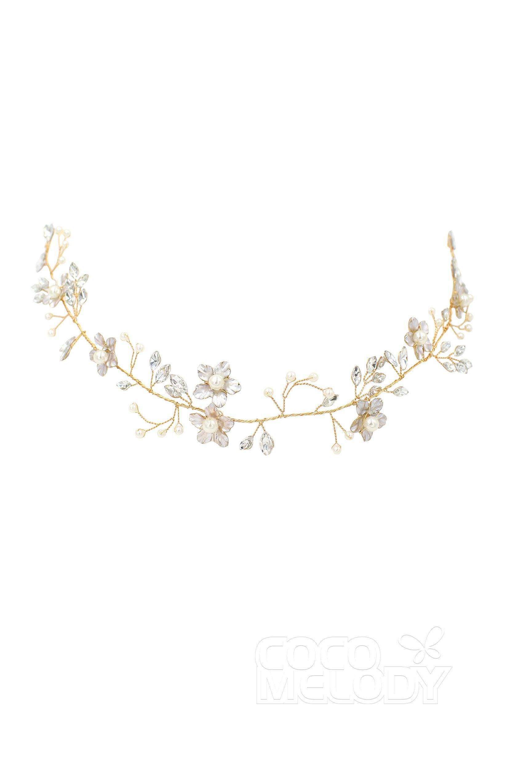 Alloy Headbands with Imitation Pearl and Crystals AH18013 - COCOMELODY